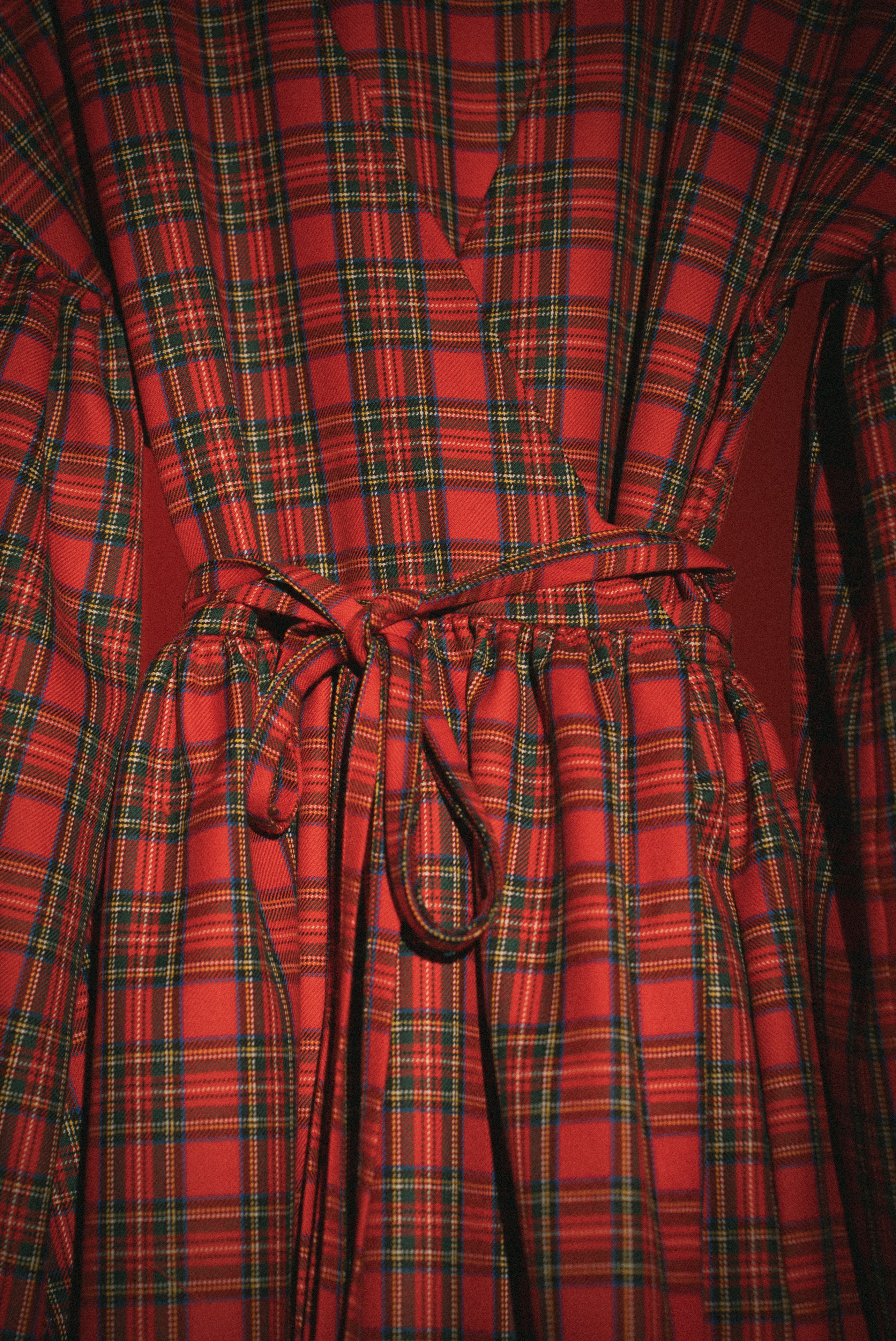 The wrap puff tartan dress