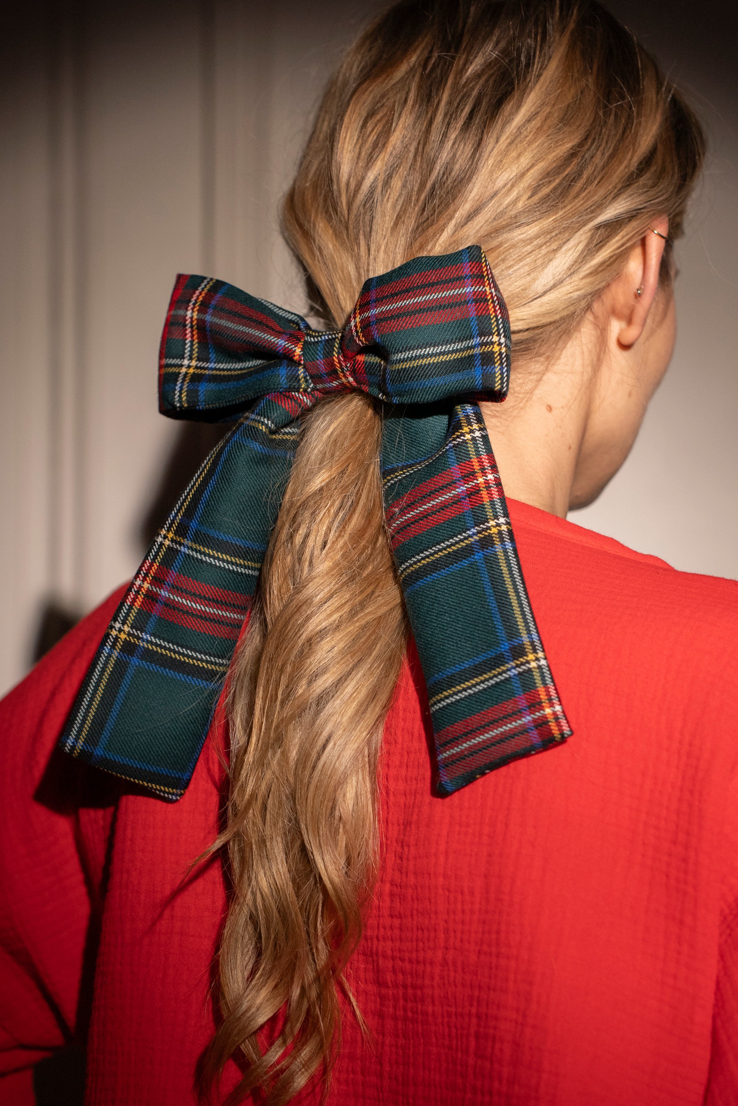 The wrap puff tartan dress