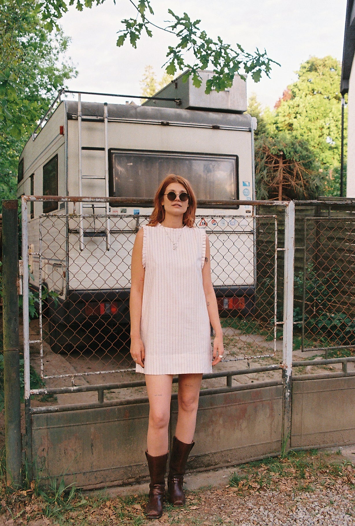 Poplin mini A line cut dress