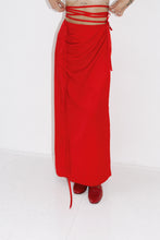 Load image into Gallery viewer, Tie wrap satin skirt
