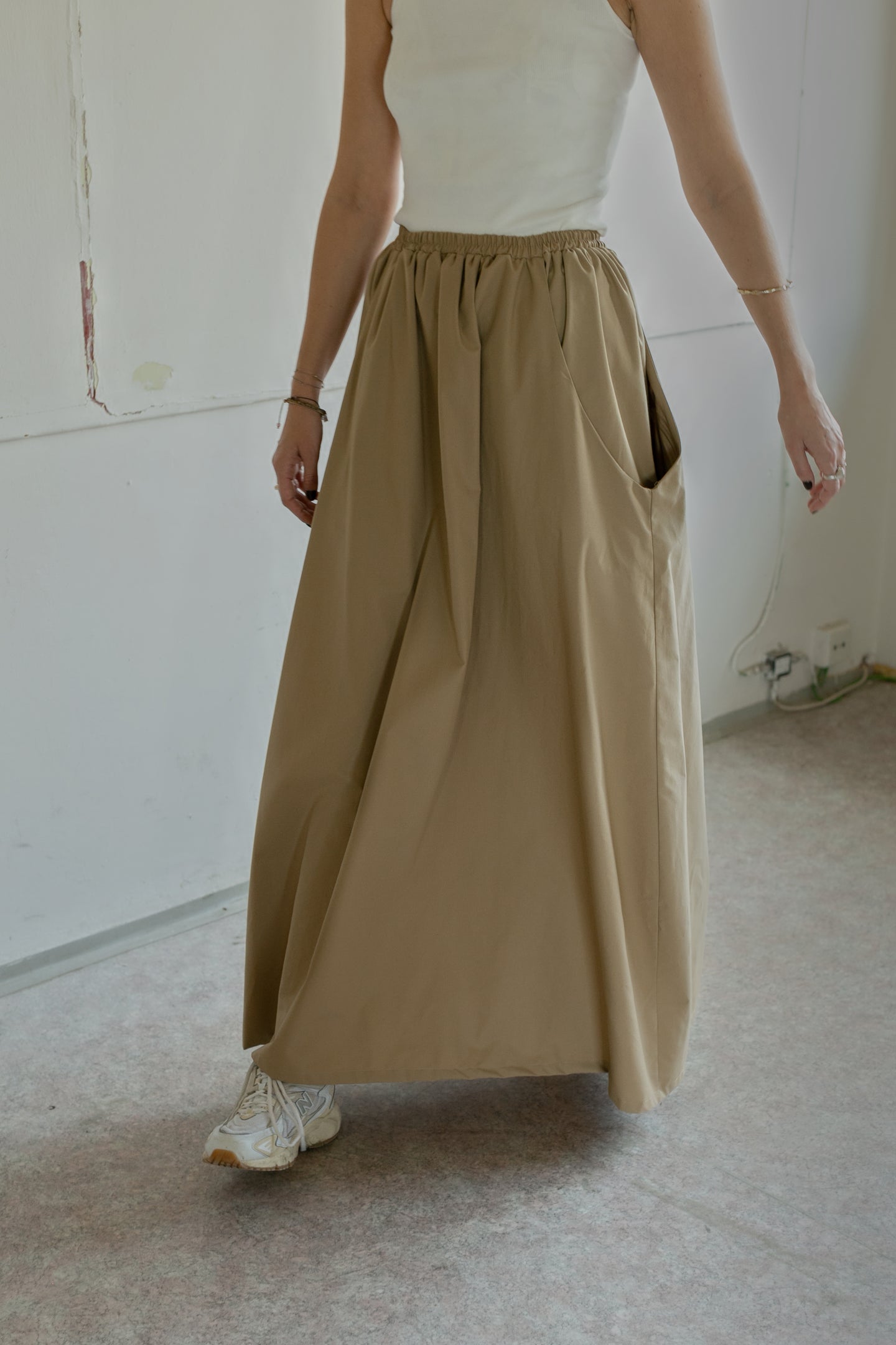 Long pocket skirt poplin