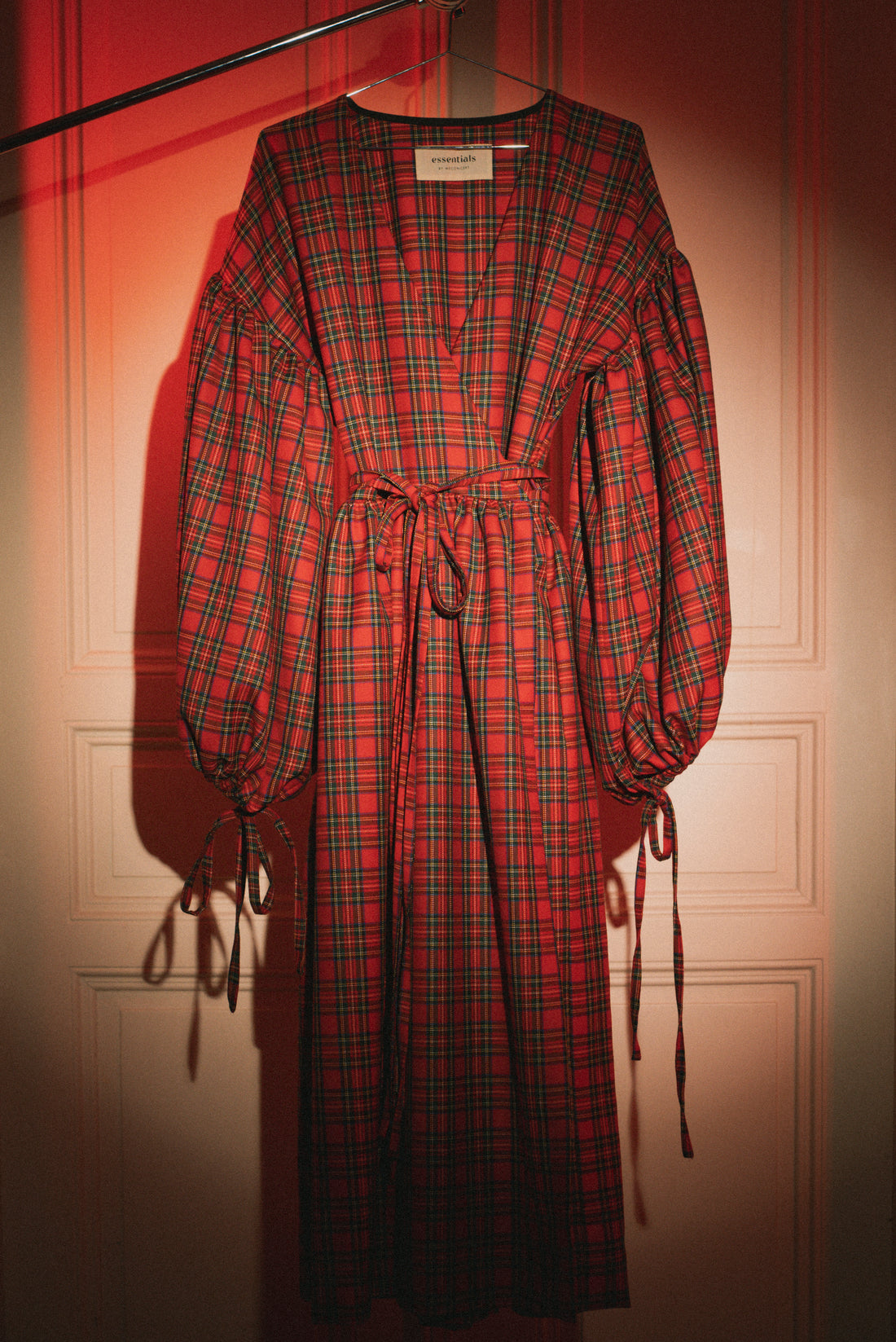 The wrap puff tartan dress