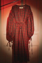 Load image into Gallery viewer, The wrap puff tartan dress
