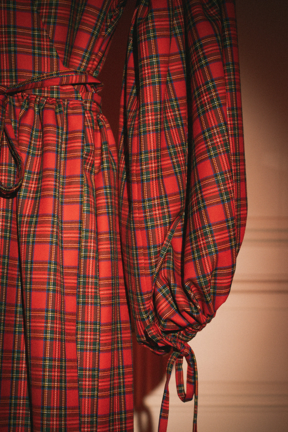 The wrap puff tartan dress