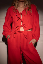 Load image into Gallery viewer, Tie muslin lounge set RED
