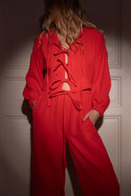 Load image into Gallery viewer, Tie muslin lounge set RED
