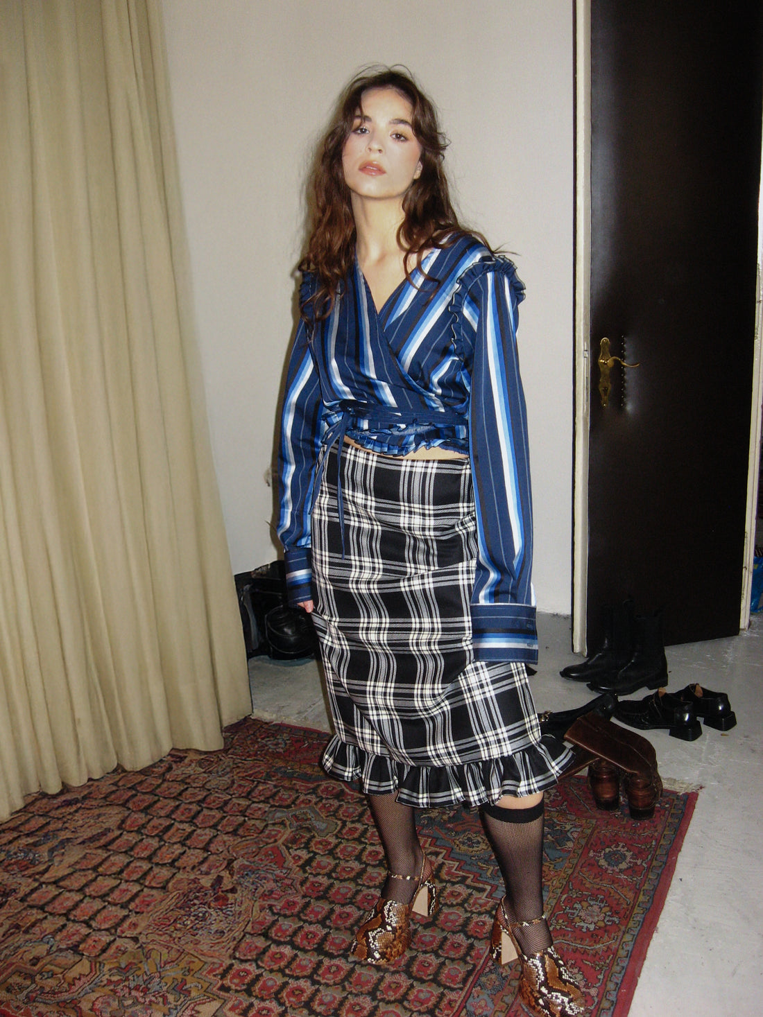 Pencil country skirt checks