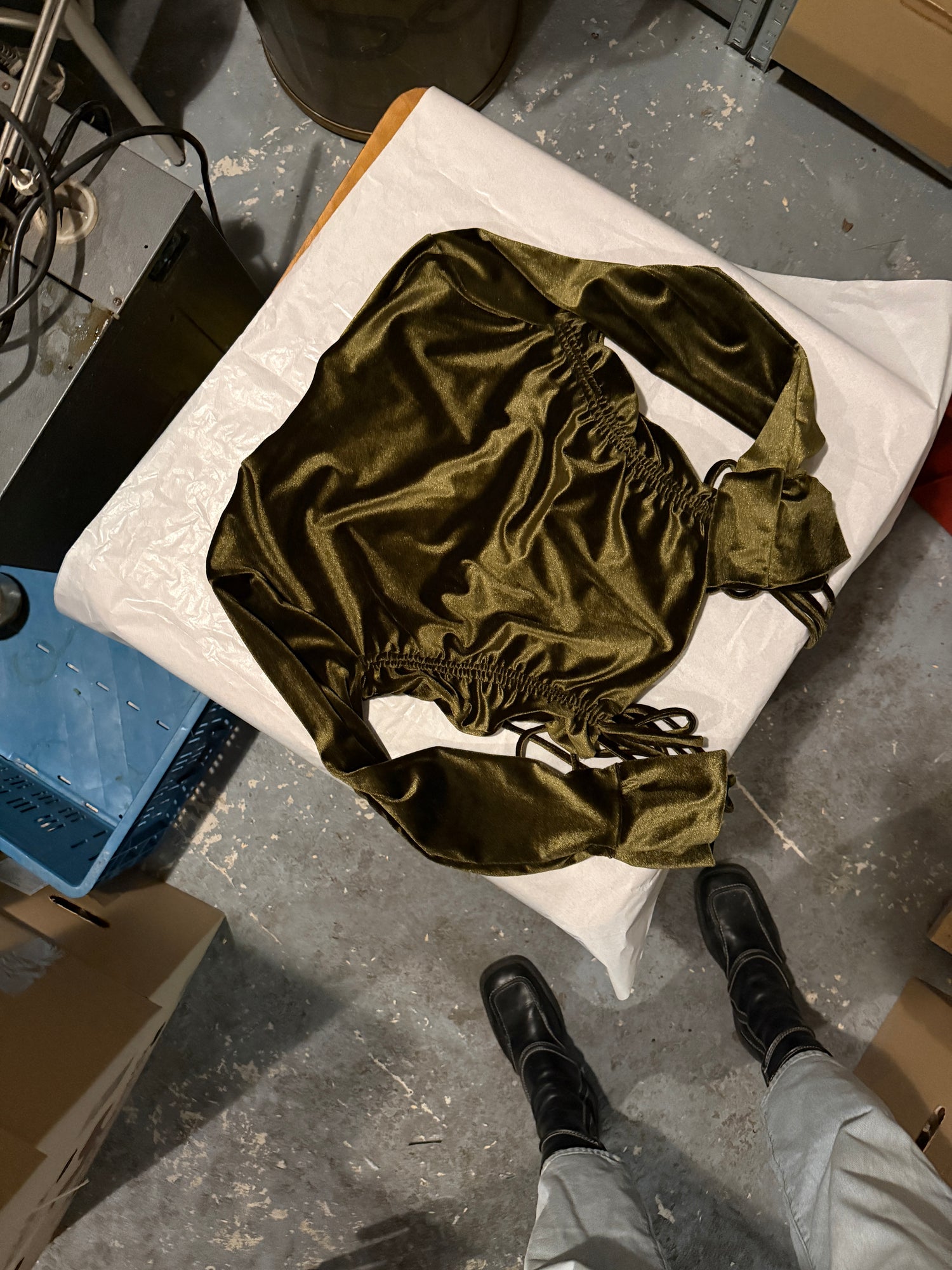 Long sleeve ruched top velvet