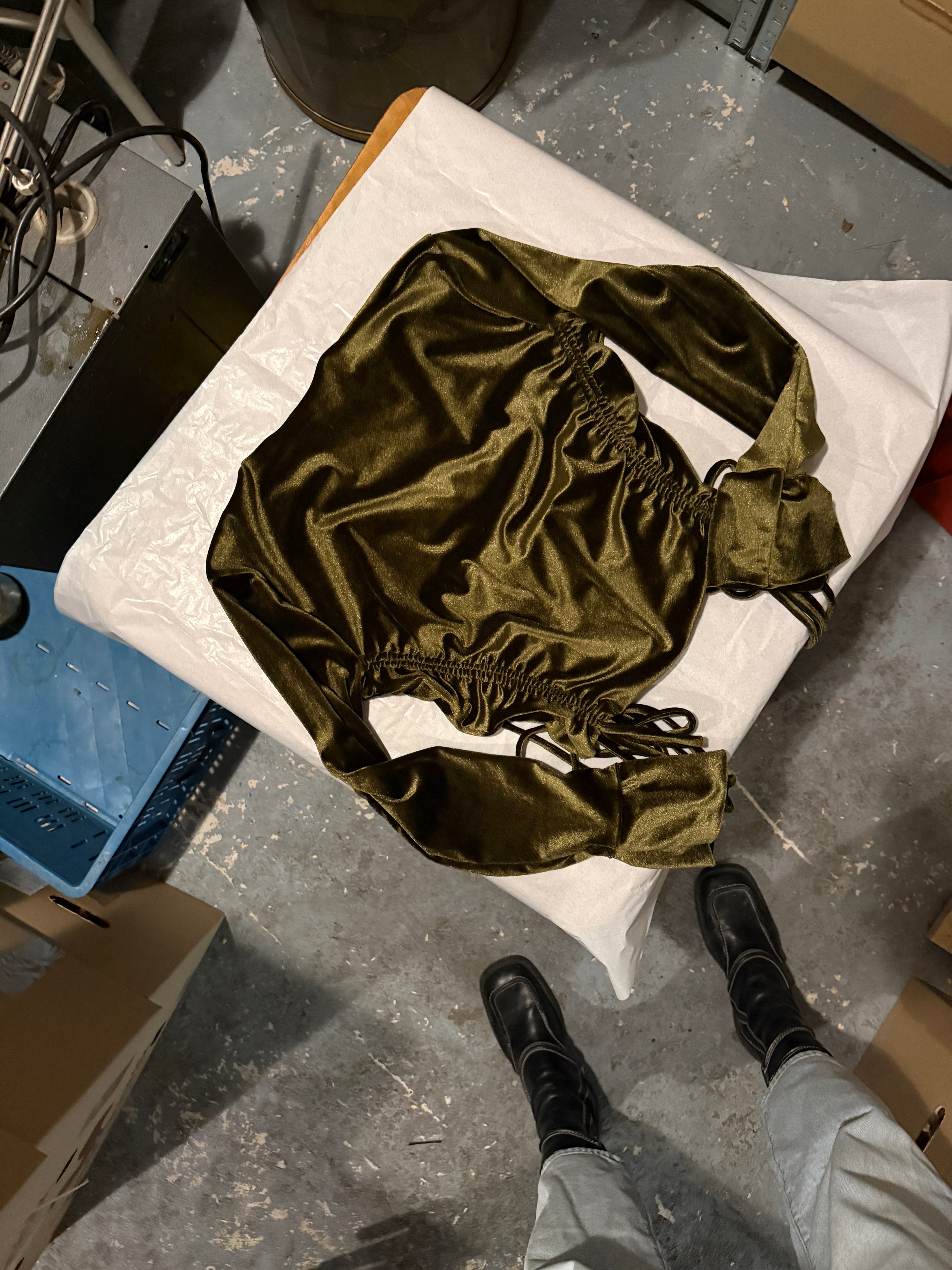 Long sleeve ruched top velvet