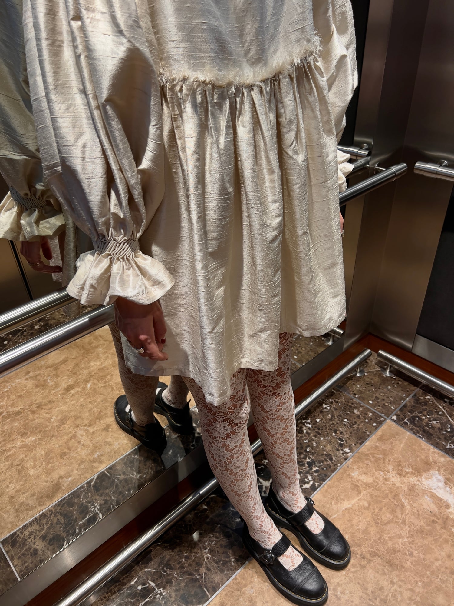 Frankie silk smocking sleeve dress