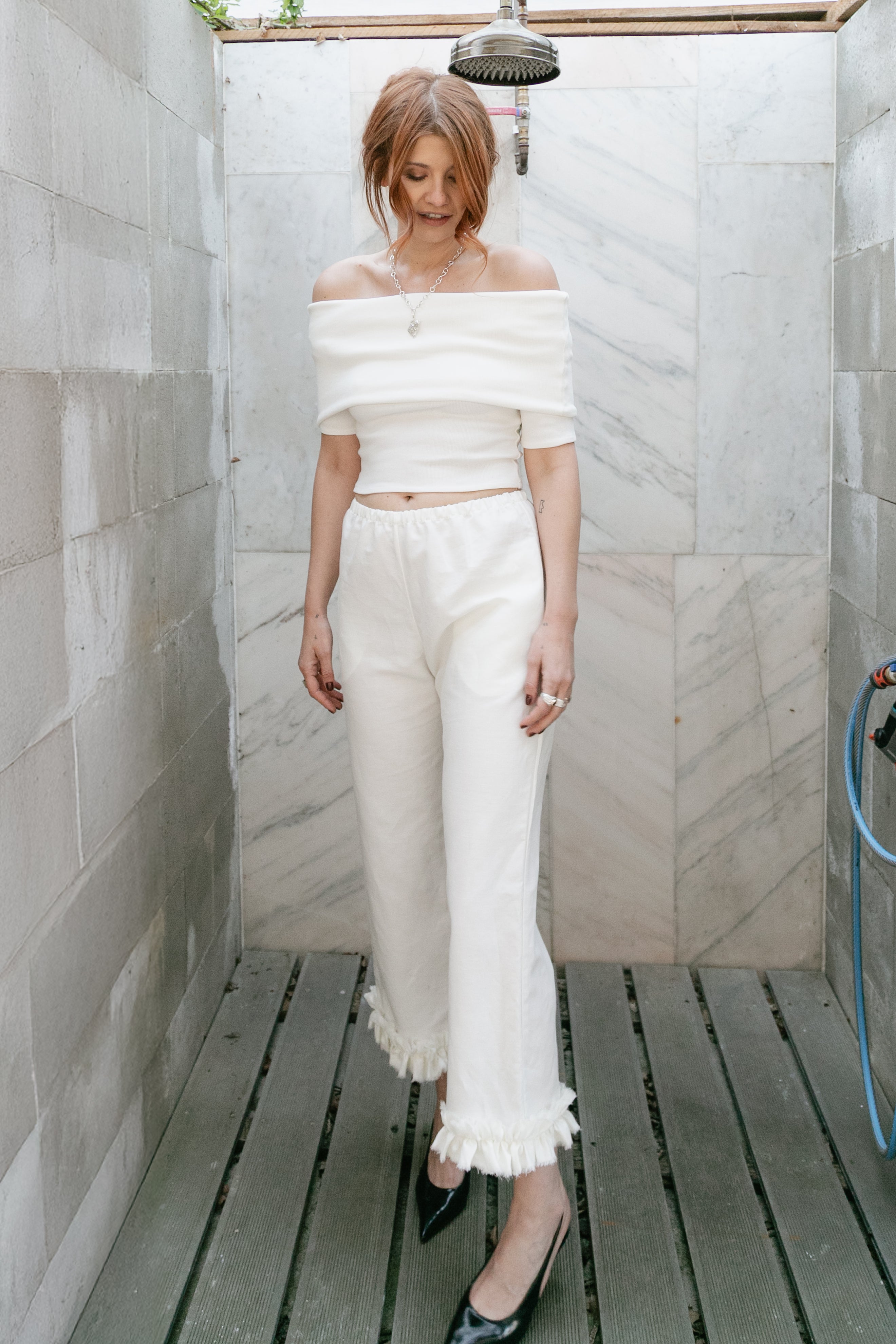 【DEVON WINDSOR】PILLAR パンツ シアー クレープ モスグリーン グリーン パークス Green Parks シアーワイドパンツ （ブラウン