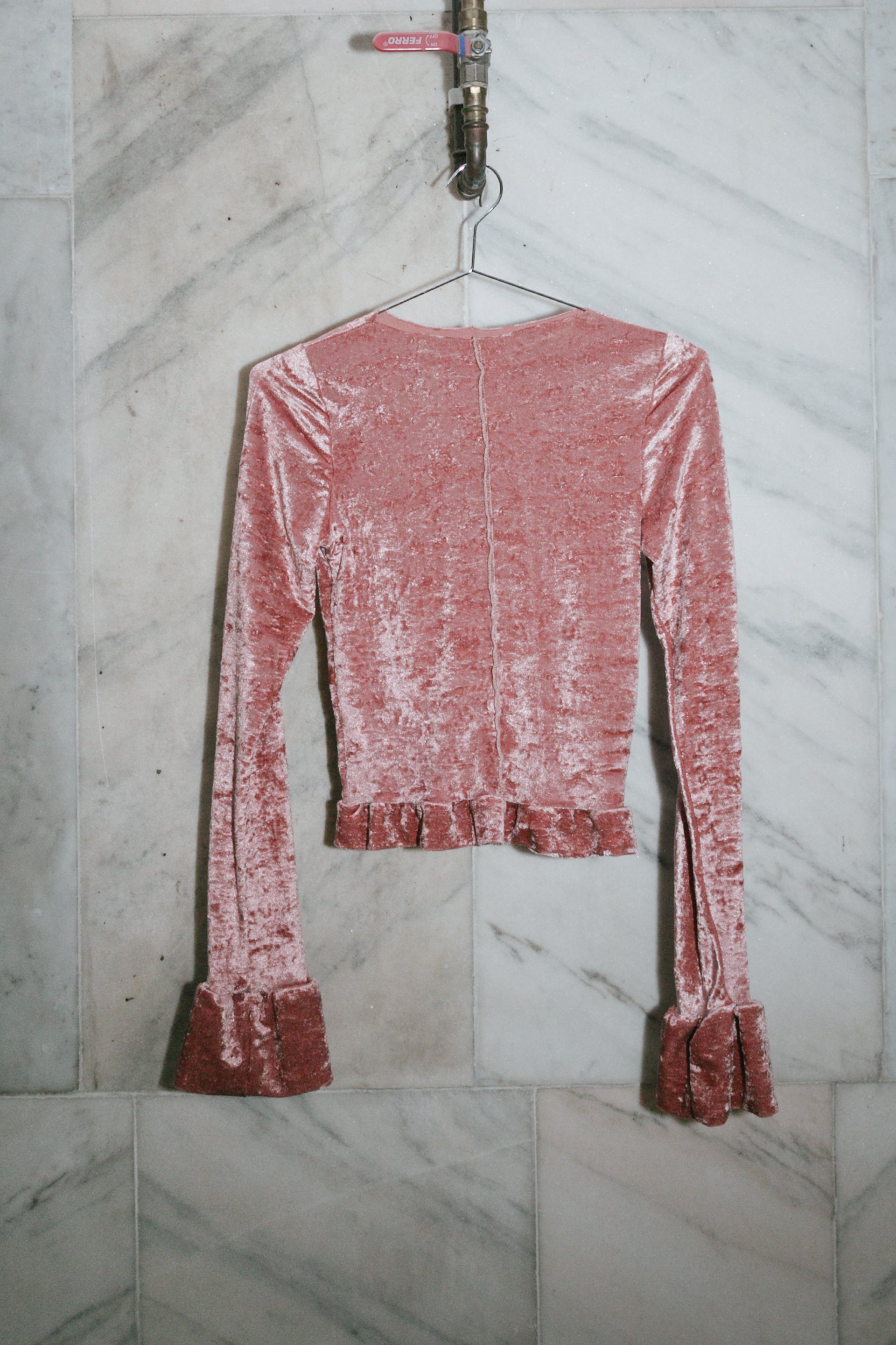 Long sleeve velvet top