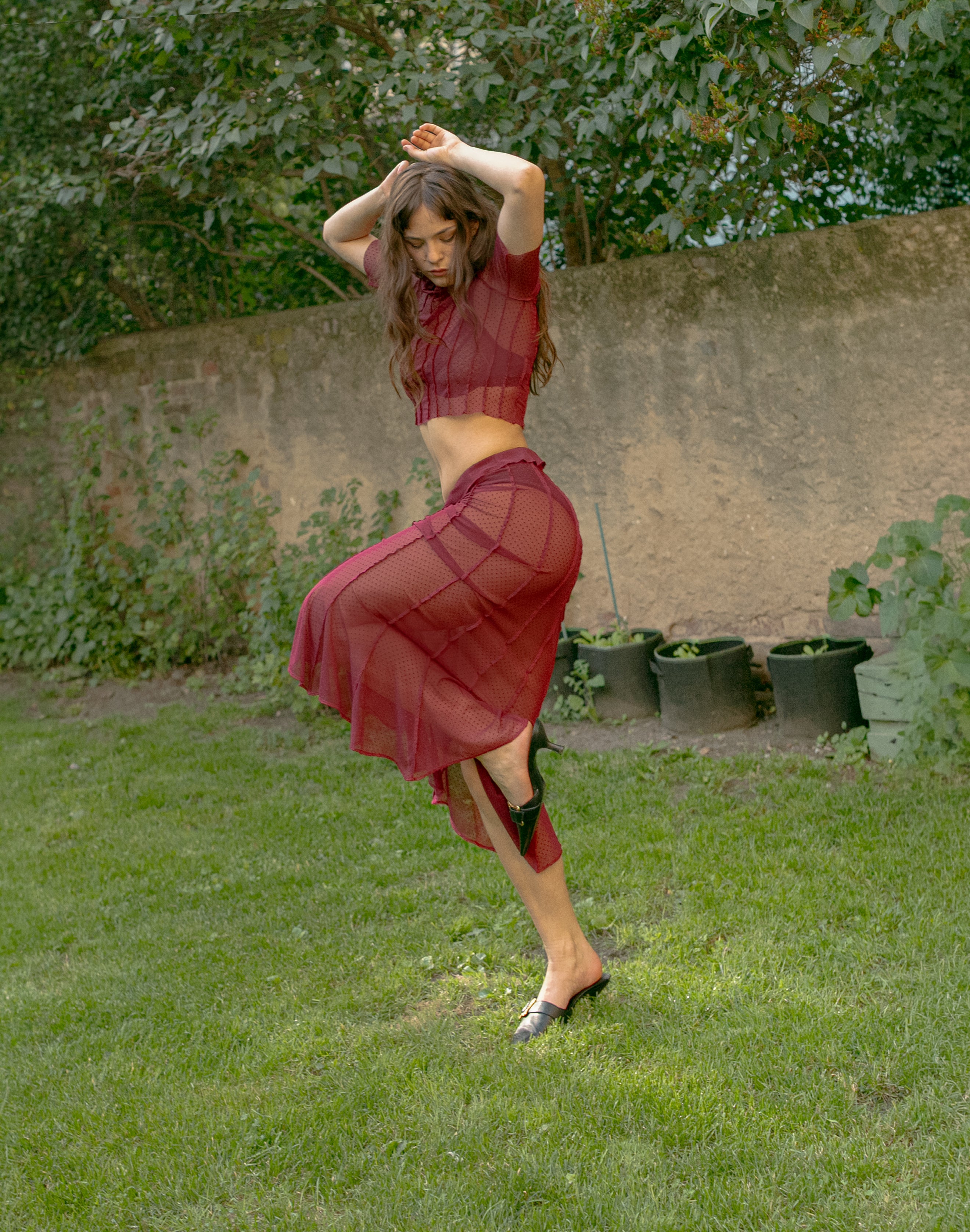 Country jersey skirt dots